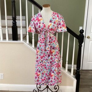 Shein Floral Tie-Front Dress L